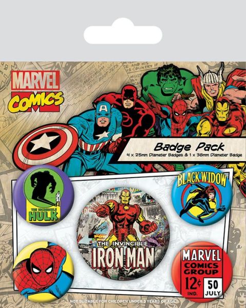 Marvel Comics: Iron Man Pin-Back-knoppen 5-pack pre-order