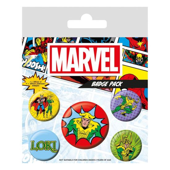 Marvel: Paquete de 5 botones con pasador de Loki