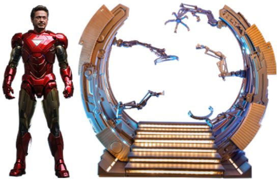 Marvel's The Avengers: Iron Man Mark VI (2.0) Figura de acción fundida a presión de la obra maestra de la película con pórtico Suit-Up 1/6 (32 cm) Reserva