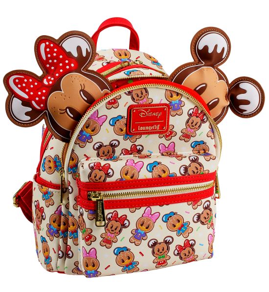 Loungefly Disney: Mini mochila con soporte para orejas AOP de galleta de jengibre de Mickey y sus amigos