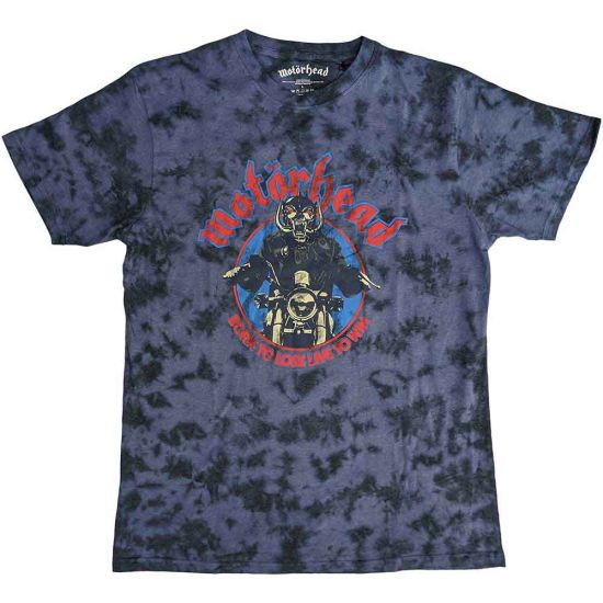 Motorhead: Born To Lose Biker (Dye Wash) - Navy Blue T-Shirt