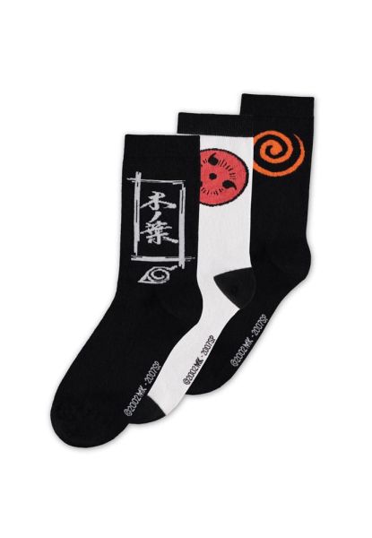 Naruto Shippuden: Sasuke Symbol Socks 3-Pack (43-46) Preorder