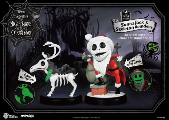 Nightmare Before Christmas: Santa Jack & Skeleton Rendier Mini Egg Attack-figuur, 2-pack (8 cm) Pre-order
