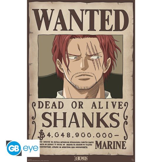 One Piece : Affiche Wanted Shanks (91.5 x 61 cm) Précommande