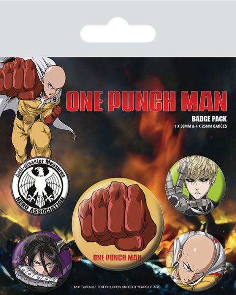 One Punch Man: Destructive Pin-Back Buttons 5-Pack