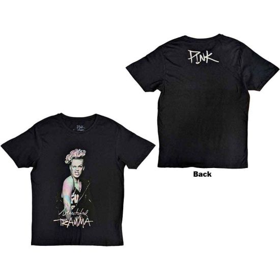 Pink: Wink (Back Print) - Black T-Shirt