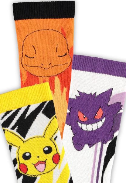 Pokémon: Pikachu, Charmander, Gengar Socks 3-Pack (39-42) Preorder