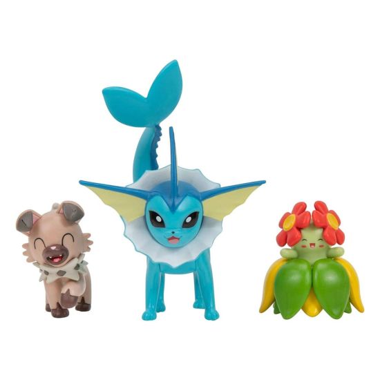 Pokémon: Rockruff, Bellossom, Vaporeon Battle Figure Set Figure 3-Pack