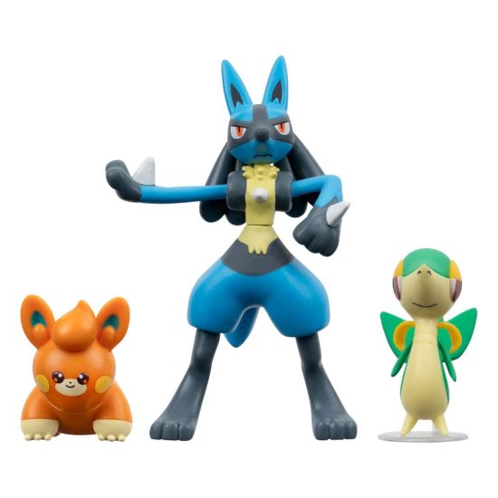 Pokémon: Snivy, Pawmi, Lucario Gevechtsfigurenset, 3 stuks (5 cm), vooraf besteld