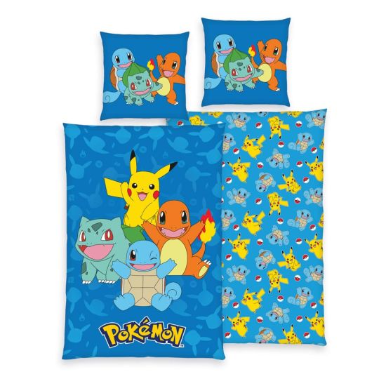 Pokémon : Parure de lit Pokémon Starter (135 cm x 200 cm / 80 cm x 80 cm) Précommande