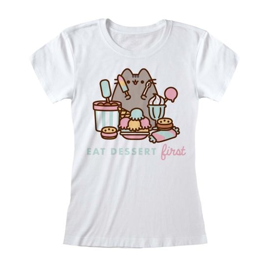 Pusheen: Eet eerst het dessert (getailleerd T-shirt)