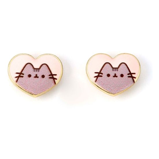 Pusheen: Pink and Gold Heart Stud Earrings Preorder