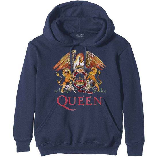Queen: Classic Crest - Navy Blue Pullover Hoodie