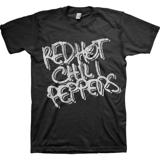 Red Hot Chili Peppers: Black & White Logo - Black T-Shirt