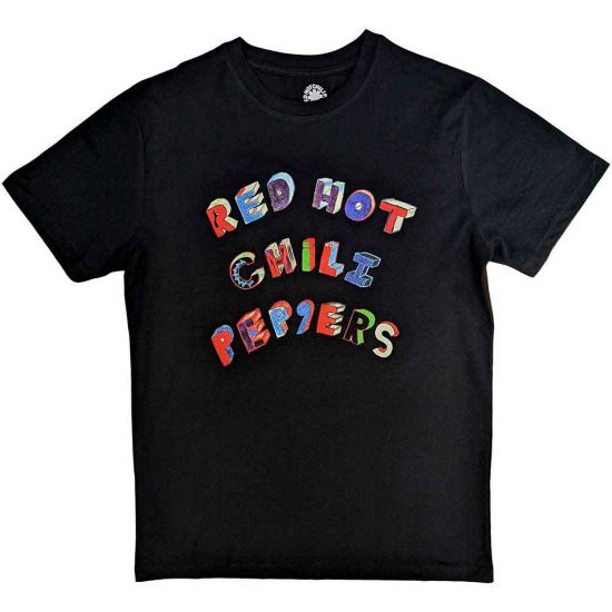 Red Hot Chili Peppers: Colourful Letters - Black T-Shirt