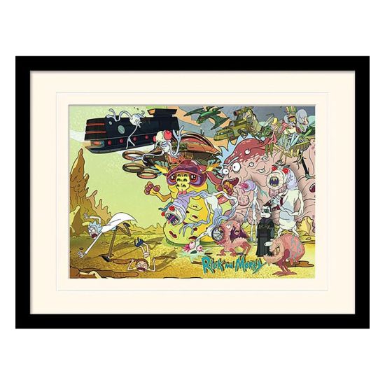 Rick and Morty: Creature Barrage Collector Print Framed Poster (White Background) Preorder
