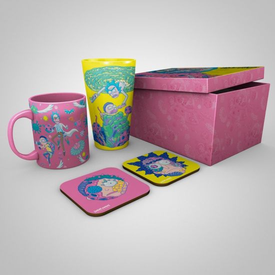 Rick & Morty: Pattern Mug, 400ml Glass & 2 Coasters Collectable Gift Box