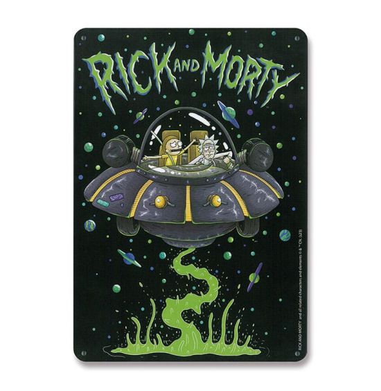 Rick & Morty: cartel de hojalata de nave espacial (15 cm x 21 cm) Reserva