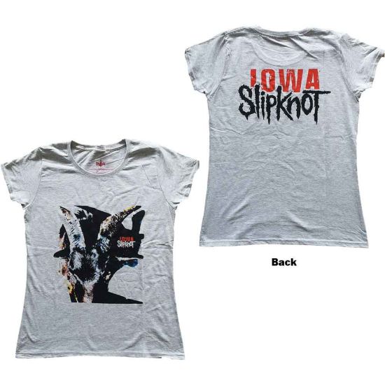 Slipknot: Iowa Goat Shadow (Back Print) - Ladies Heather Grey T-Shirt