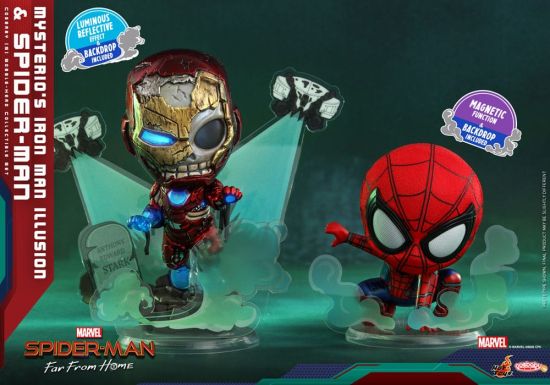 Spider-Man: Far From Home: Mysterio's Iron Man Illusion & Spider-Man Cosbaby (S) Mini Figures (10cm) Preorder