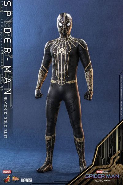 Spider-Man : No Way Home : Spider-Man (Costume noir et or) Figurine d'action chef-d'œuvre du film 1/6 (30 cm) Précommande