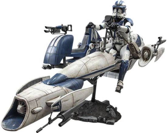 Star Wars The Clone Wars: Soldado clon de armas pesadas y Speeder BARC con sidecar Figura de acción 1/6 (30 cm)