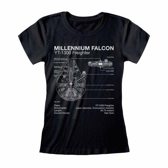 Star Wars: Millenium Falcon Sketch Fitted T-Shirt
