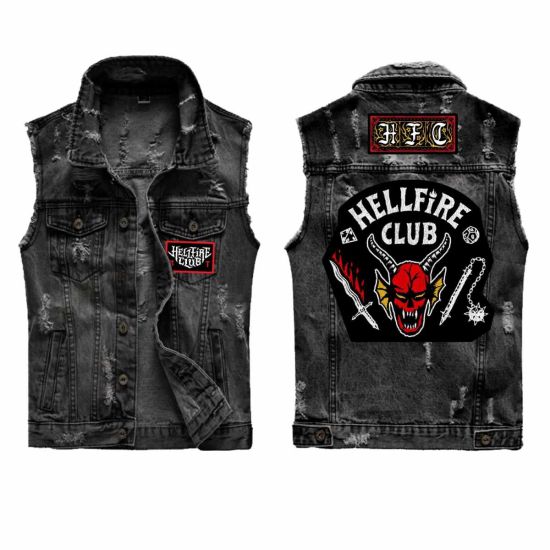 Stranger Things: Hellfire Club JET BLACK Denim Jacket