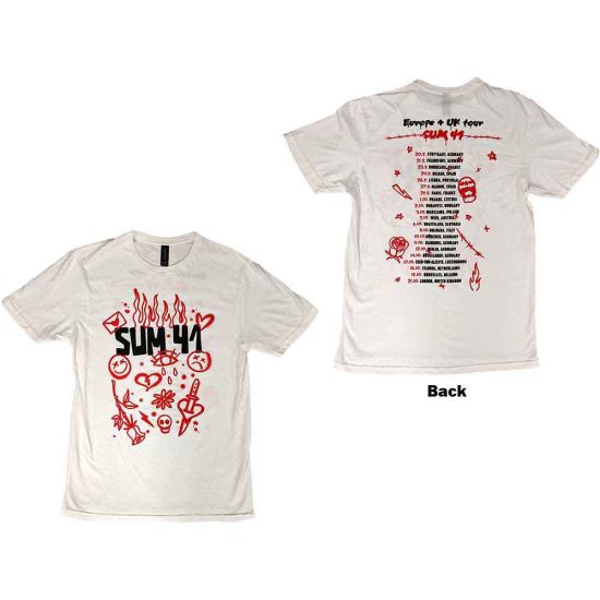 Sum 41: Sketches European Tour 2022 (Back Print) - White T-Shirt