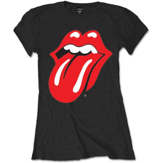 The Rolling Stones: Classic Tongue - Ladies Black T-Shirt