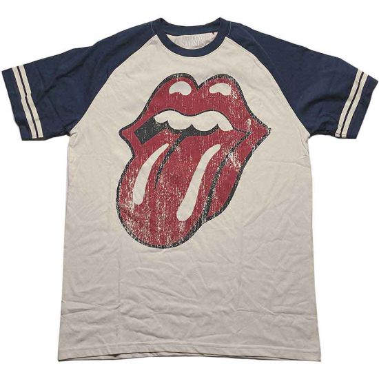 The Rolling Stones: Lick - Natural & Navy Blue T-Shirt