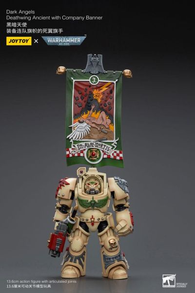Warhammer 40,000 : Figurine JoyToy - Dark Angels Deathwing Ancient avec bannière de la compagnie (échelle 1/18) (12 cm) Précommande