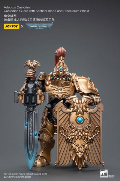 Warhammer 40,000 : Figurine d'action Adeptus Custodes Custodian Guard (1/18) avec lame Sentinel et bouclier Praesidium