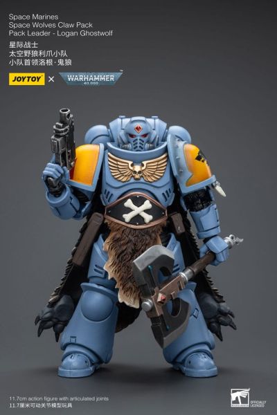 Warhammer 40,000: Space Marines Space Wolves Claw Pack Pack Leader - Logan Ghostwolf 1/18 Action Figure (12cm)