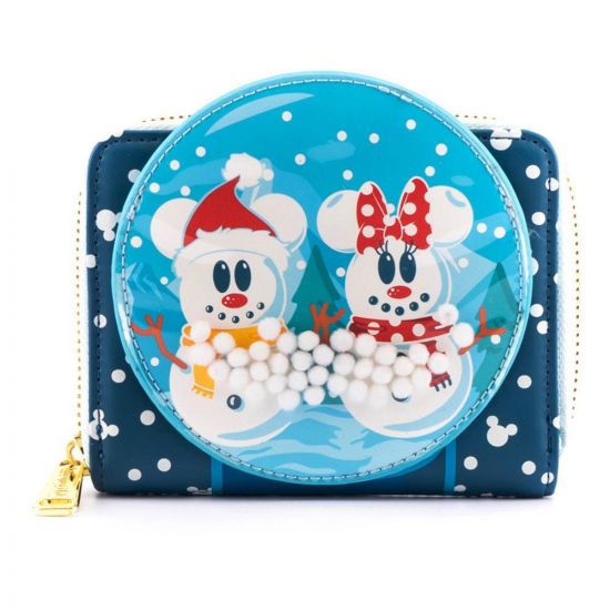 Loungefly Mickey & Minnie: Snowman Snow Globe Zip Around Wallet Preorder