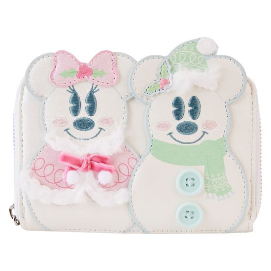 Loungefly Disney: Mickey and Minnie Pastel Snowman Zip Around Wallet Preorder