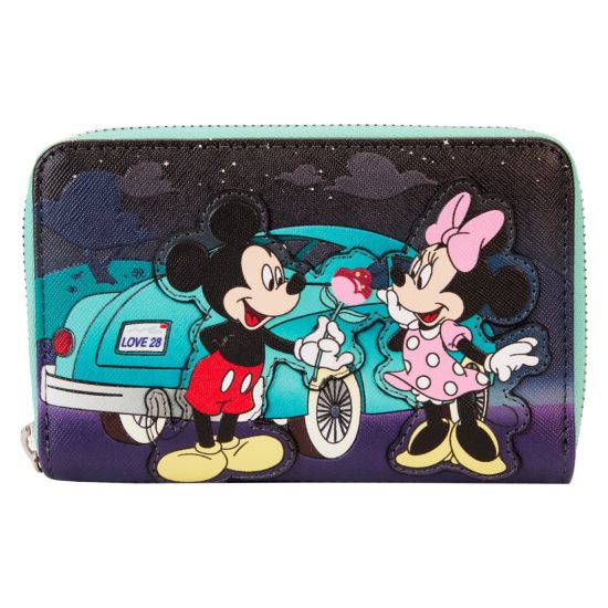 Loungefly Disney: Cartera con cremallera alrededor para autocine con cita nocturna de Mickey y Minnie
