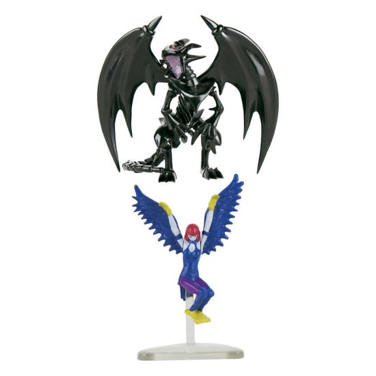Yu-Gi-Oh! : Lot de 2 figurines d'action Dragon Noir aux Yeux Rouges et Dame Harpie (10 cm)