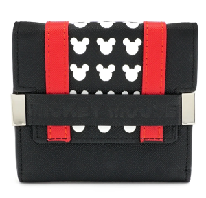 Loungefly Minicartera triple plegable de Mickey Mouse en negro y rojo