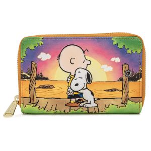 Loungefly Cartera con cremallera alrededor de Peanuts Charlie Brown y Snoopy Sunset