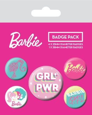 Barbie : Pack de 5 boutons à épingler Girl Power