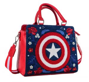 Captain America: 80th Anniversary Floral Shield Loungefly Crossbody Bag