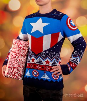Captain America: Red White And Blue Christmas Jumper