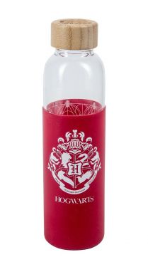 Harry Potter: Hogwarts Crest Glass Water Bottle w/Silicone Cover
