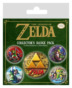 Legend of Zelda: Paquete de 5 botones clásicos con pasador