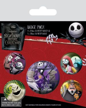 Nightmare Before Christmas: Characters Pin-Back Buttons 5-Pack