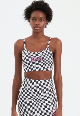Barbie: Checkered Logo Strappy Top