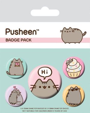 Pusheen: Pusheen Says Hi Pin-Back-Buttons, 5er-Pack