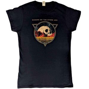 Queens Of The Stone Age: Skull Lady - Ladies Navy Blue T-Shirt