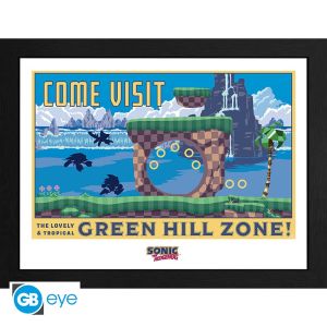 Sonic: "Green Hill Zone" ingelijste print (30x40cm)
